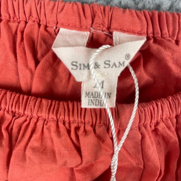 Sim & Sam Women's Small Red 100% Cotton Off the Shoulder Puff Sleeve Crop Top - Picture 4 of 13